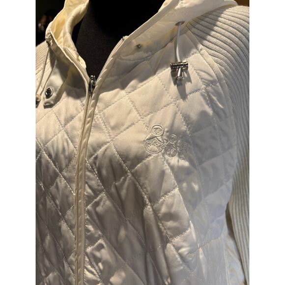 Women's Baltic Quilted Sweater Hooded Zip Front Jacket, Cream, Size XL - Picture 4 of 4